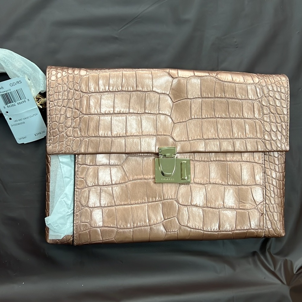 Coach Metallic Croc Clutch